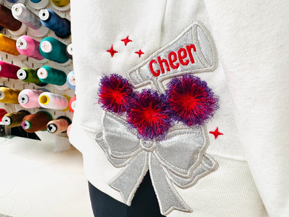 Cheerleader Fringed Pom Poms Bow