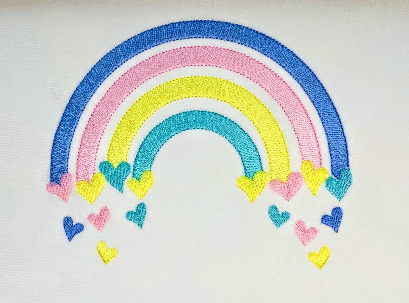 Mini Fill Stitch Rainbow Falling Hearts