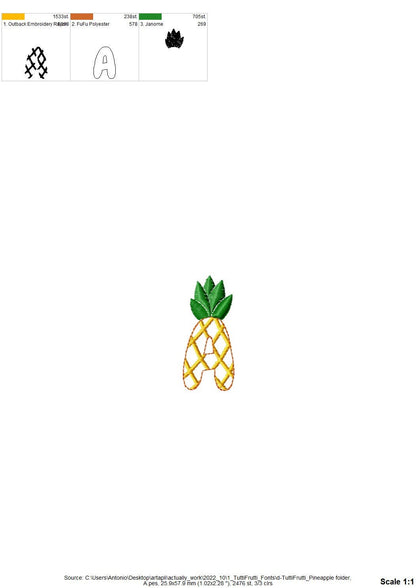 Tutti Frutti Pineapple fruit FONT machine embroidery designs in