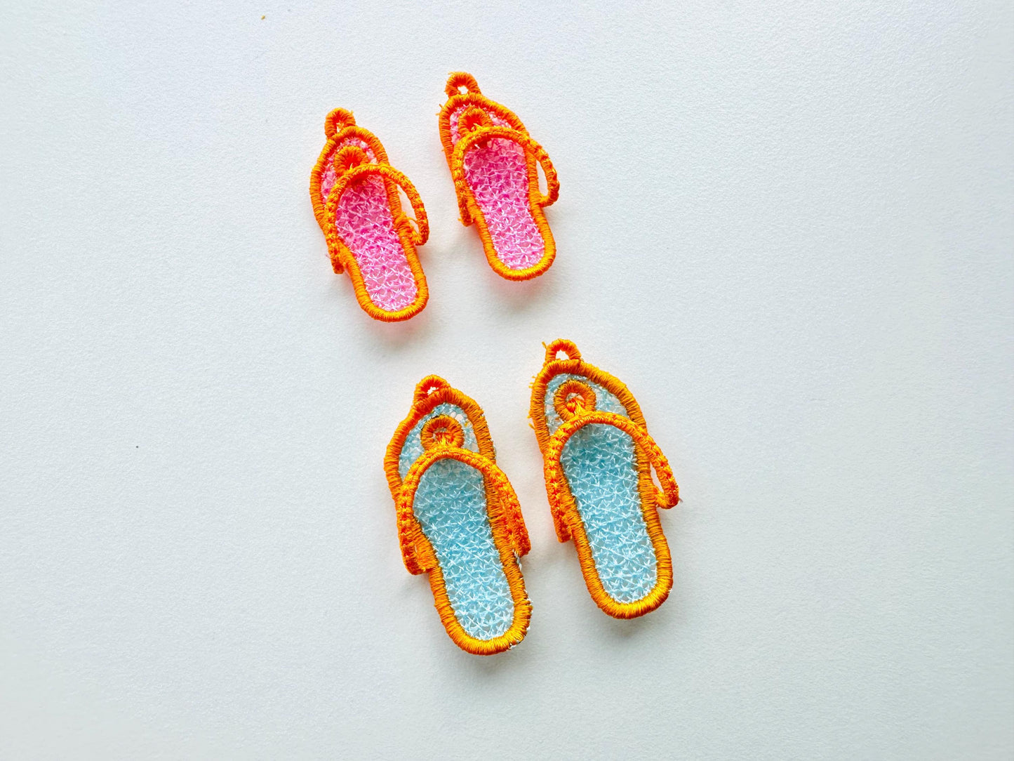 Summer Flip Flops earrings charm FSL freestanding lace 3D dimensional