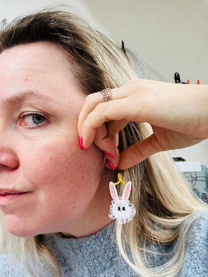Cute Fringed Easter Bunny Earrings