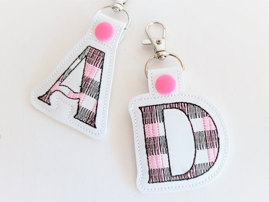 Gingham Buffalo Monogram Keychain