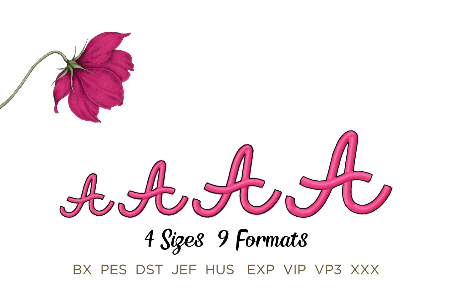 Satin Stitch and Outline Handwritten Font Barb