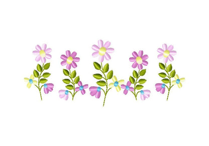 Summer Daisy 5 Flowers in a row