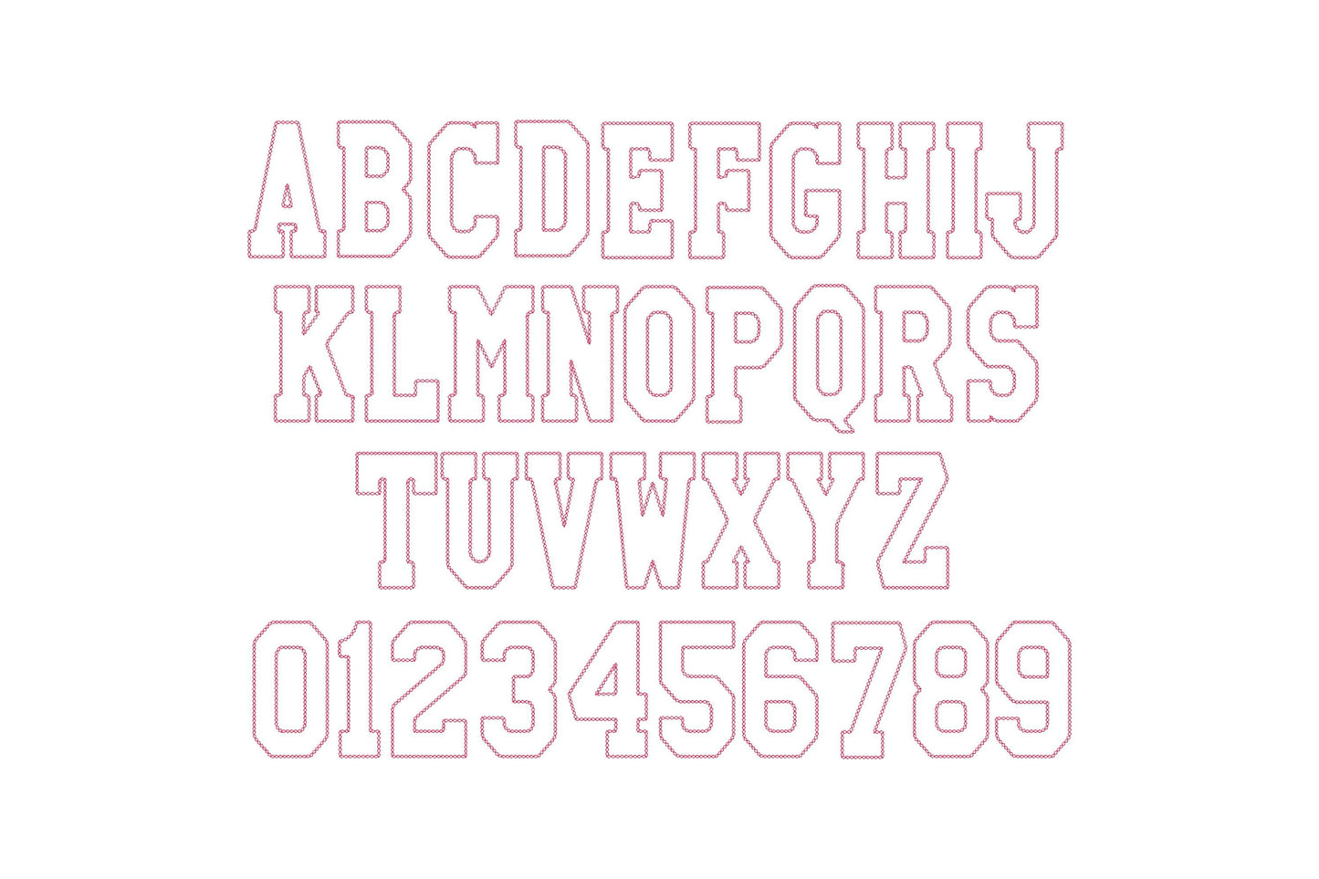 Varsity Font Applique Diamond Stitch Outline