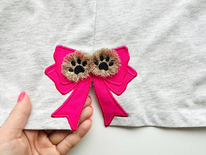 Fringed Puppy Paws and Bow