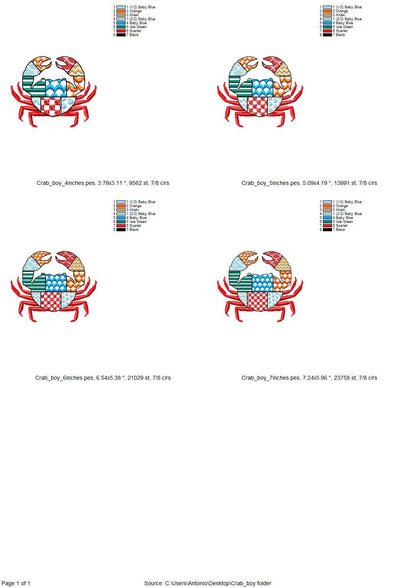 Patchwork Crab patterned animal with pincers Crab boy outline machine