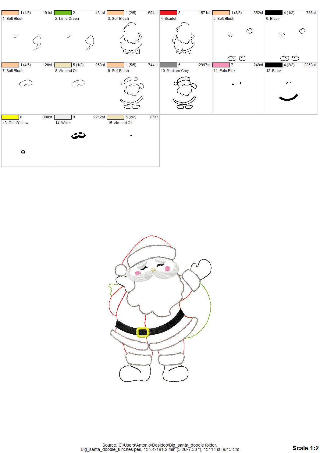 Big Merry Christmas Santa Applique