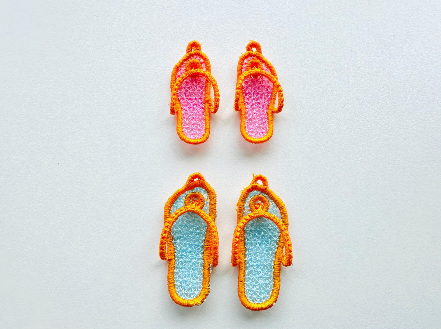 Summer Flip Flops earrings charm FSL freestanding lace 3D dimensional