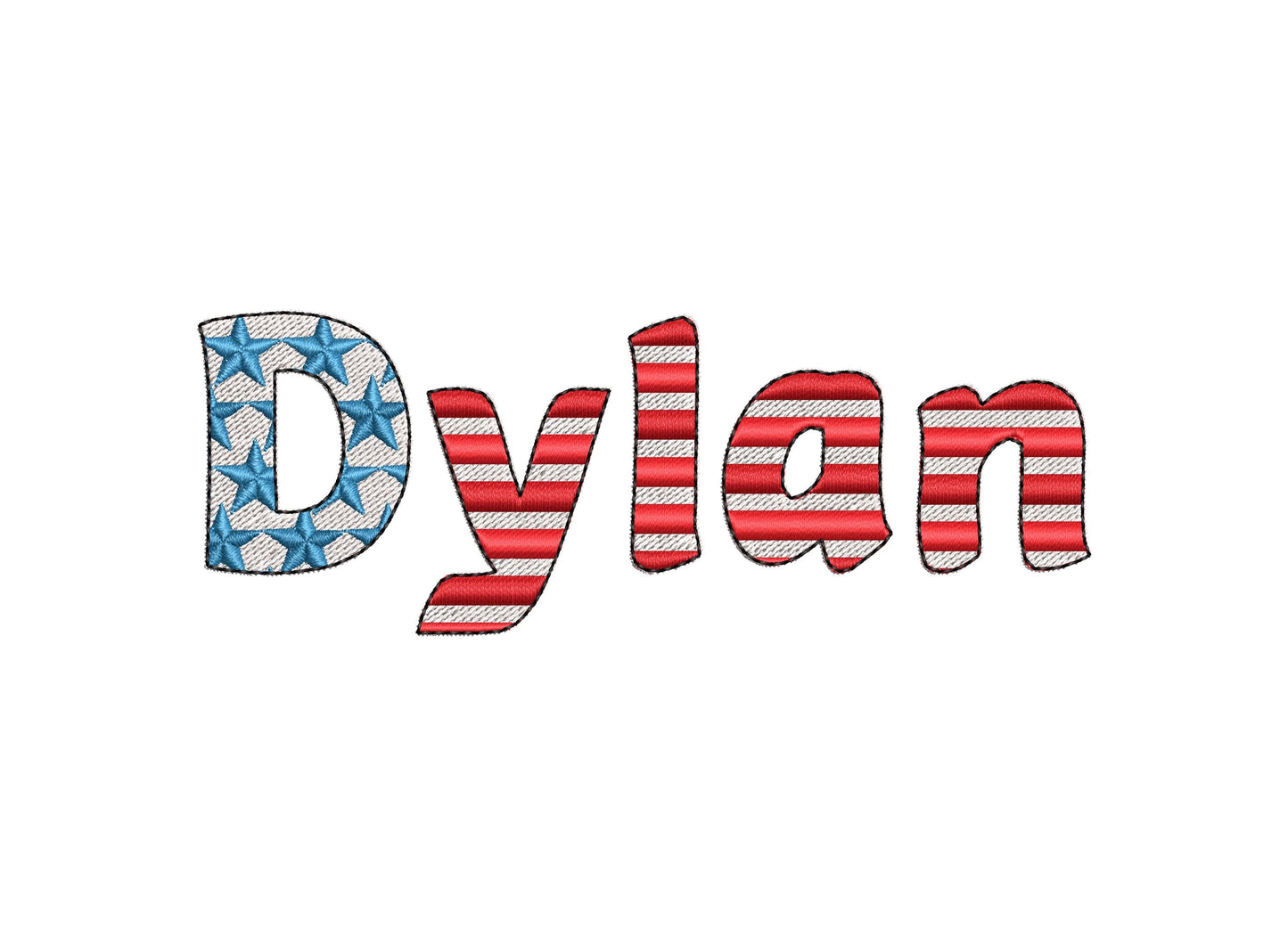 Stars and Stripes Patriotic Font SET of 2 alphabet fill stitch Monogram