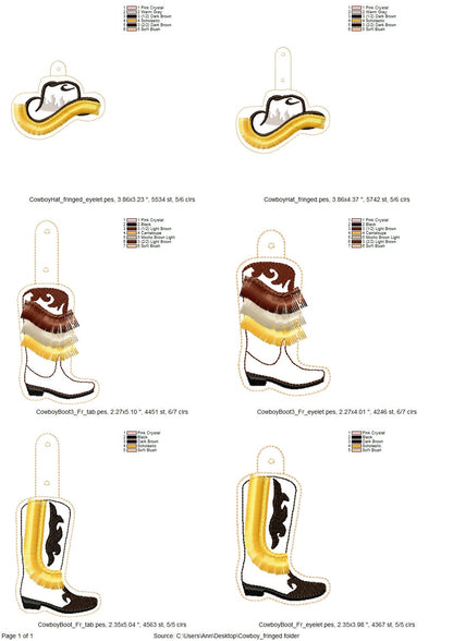 Fringed Hot Cowboy Boots and Hat Keychain