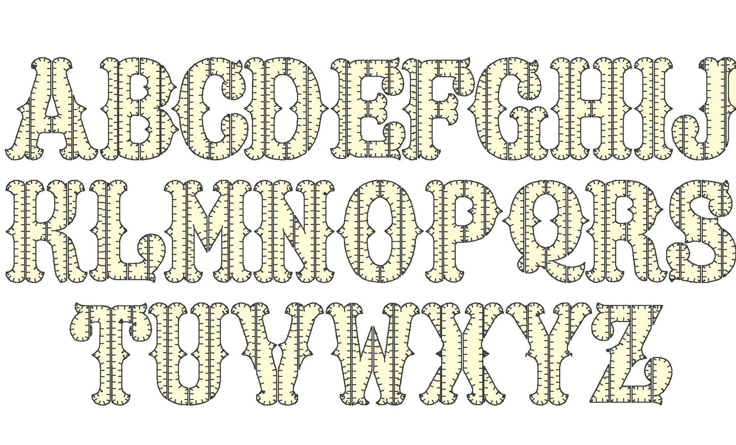 Patchwork Rag Edges Applique Font
