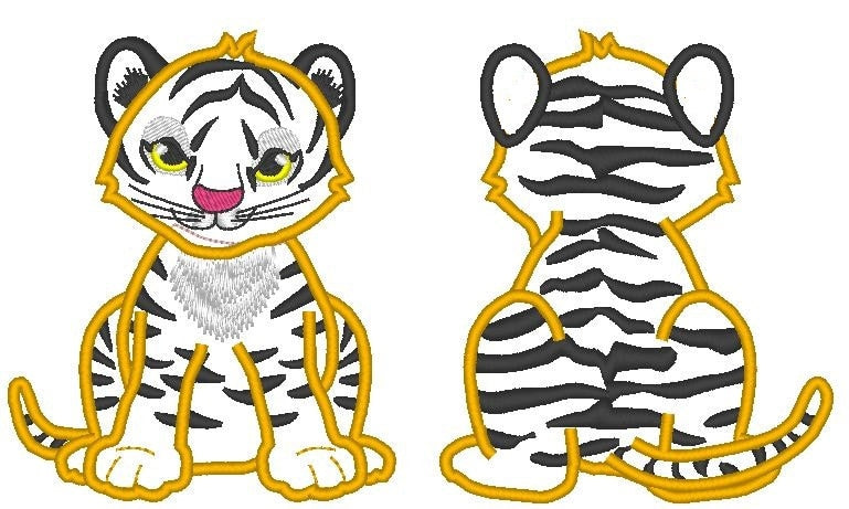 Tiger front and back machine embroidery applique designs