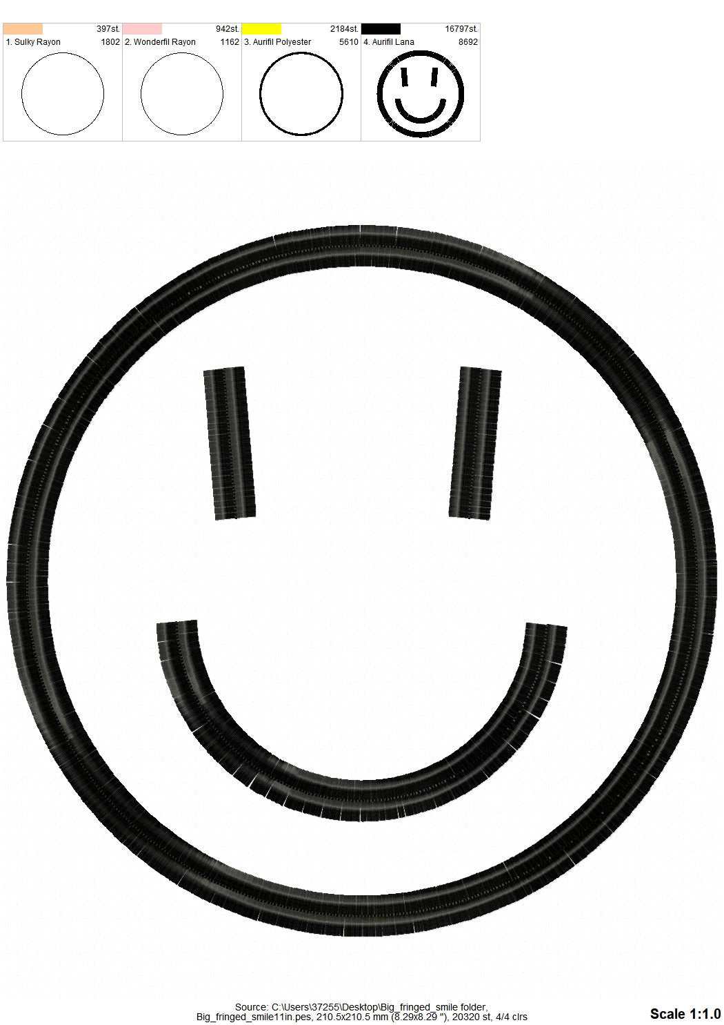 Big Fringed Happy Face Outline
