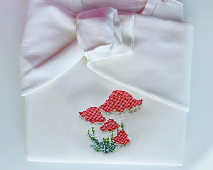 Cross stitch Mushroom woodland forest Amanita Fly Mushroom machine