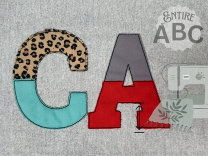 Light applique font Open Edge Raggedy Applique Alphabet bean stitch