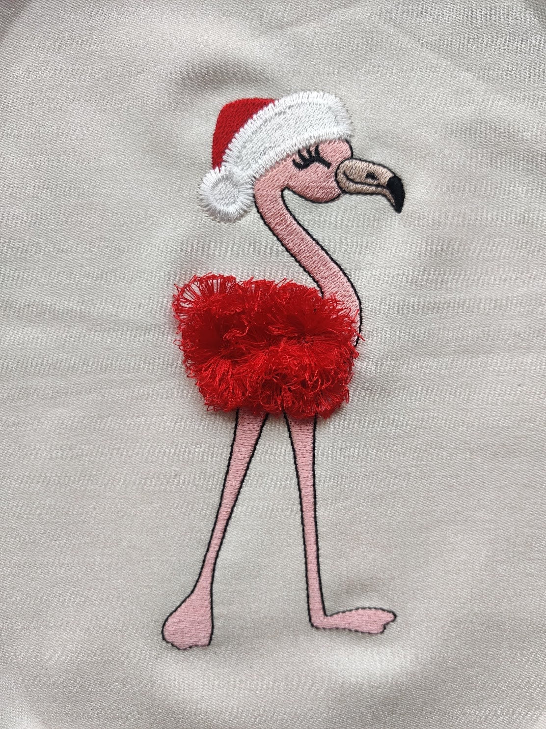 Fringed Christmas Flamingo Santa