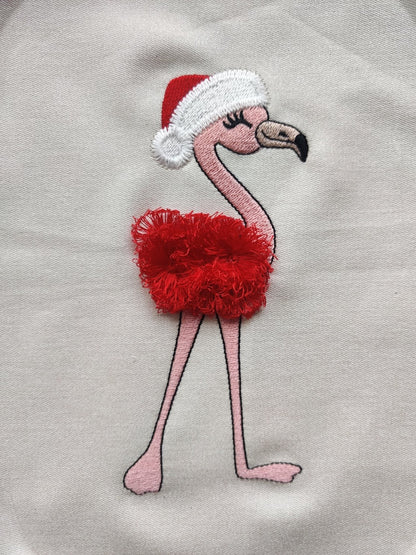 Fringed Christmas Flamingo Santa