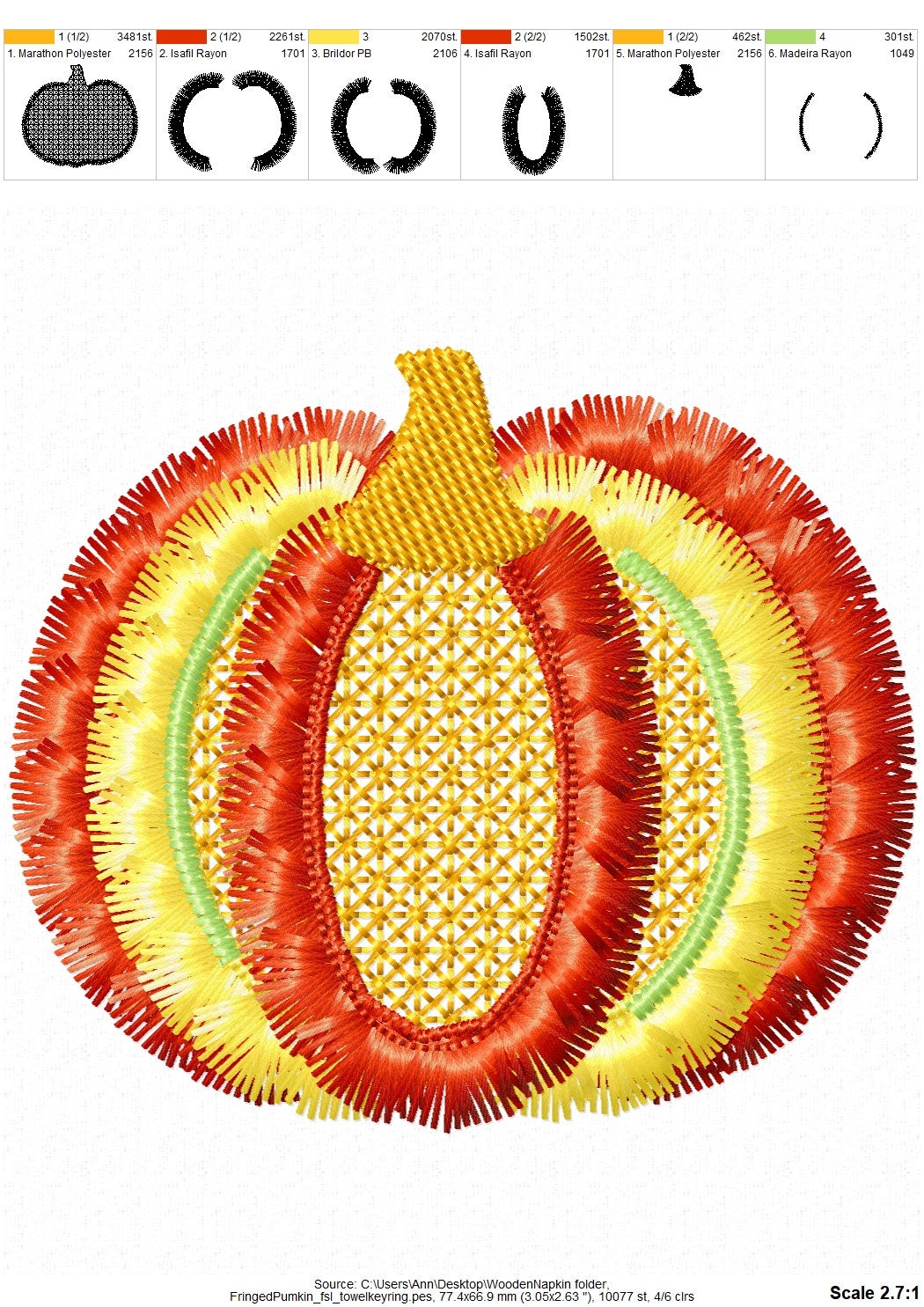 Fringed Pumpkin Decoration ITH