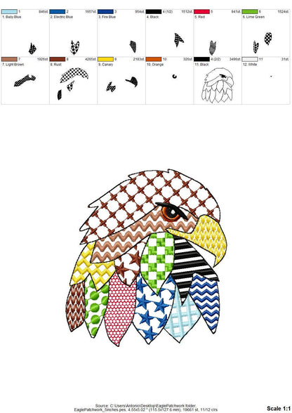 Patchwork Eagle awesome patterned wild bird Bald Eagle machine
