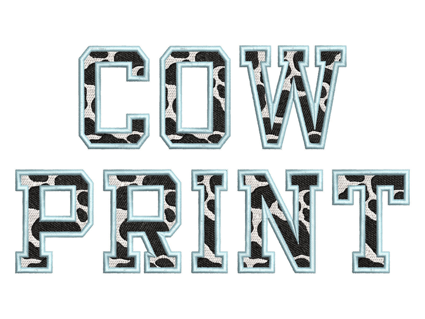 Cow Spots Patterned Fill Stitch Block Font