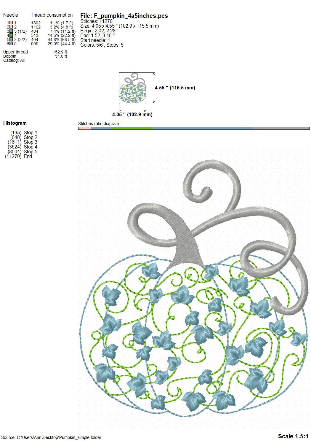 Floral Ivy Leaf Pumpkin Outline