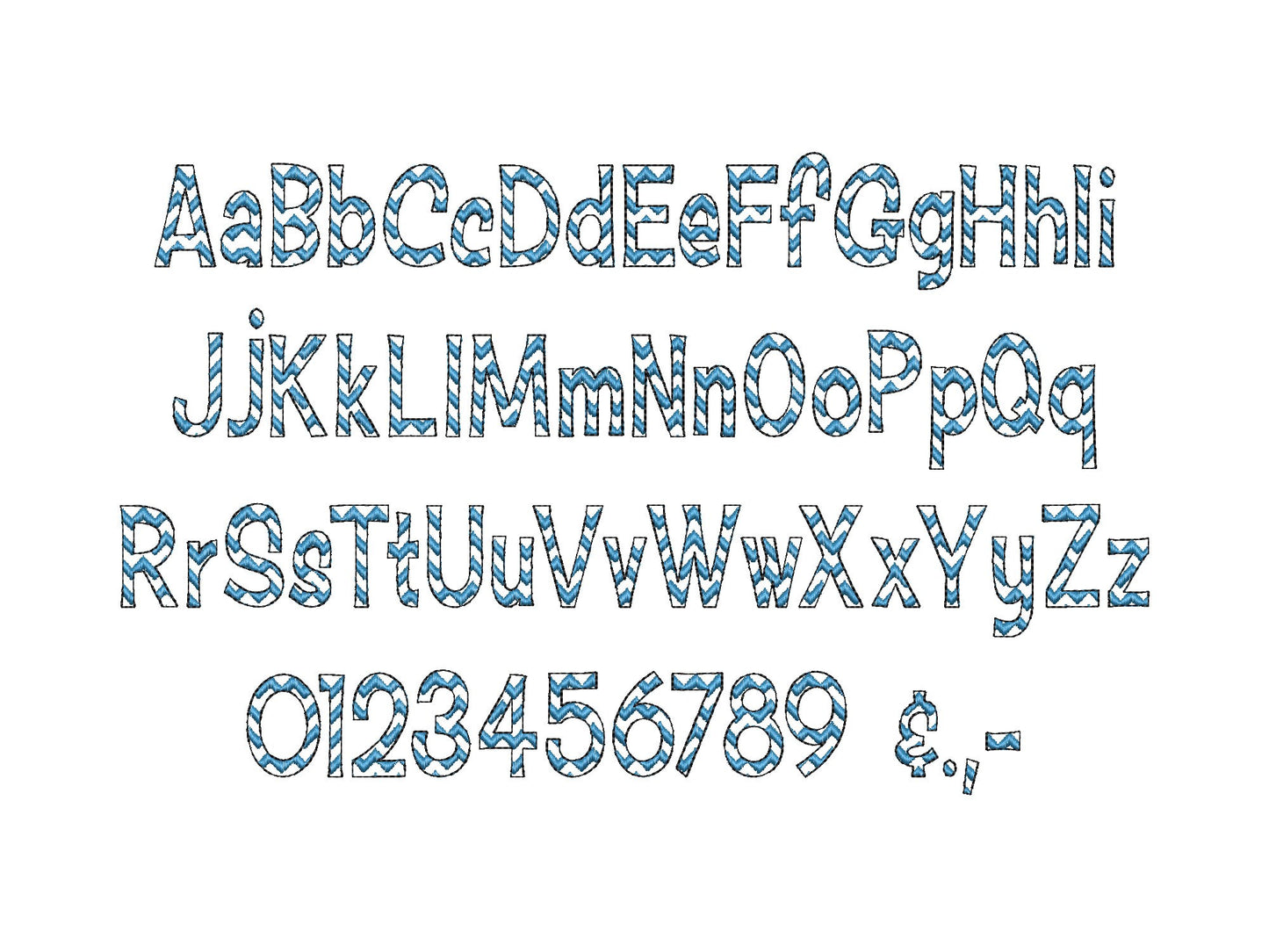 Chevron Font Ricrac Chevron alphabet versatile letters and numbers