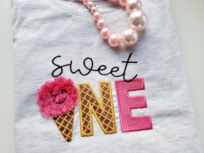 Sweet One written Birthday Number fringed Chenille fur Fluffy ice-cream