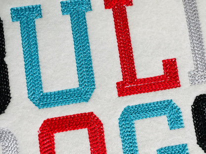 Chain Hand Stitch Effect Varsity Collegiate Font