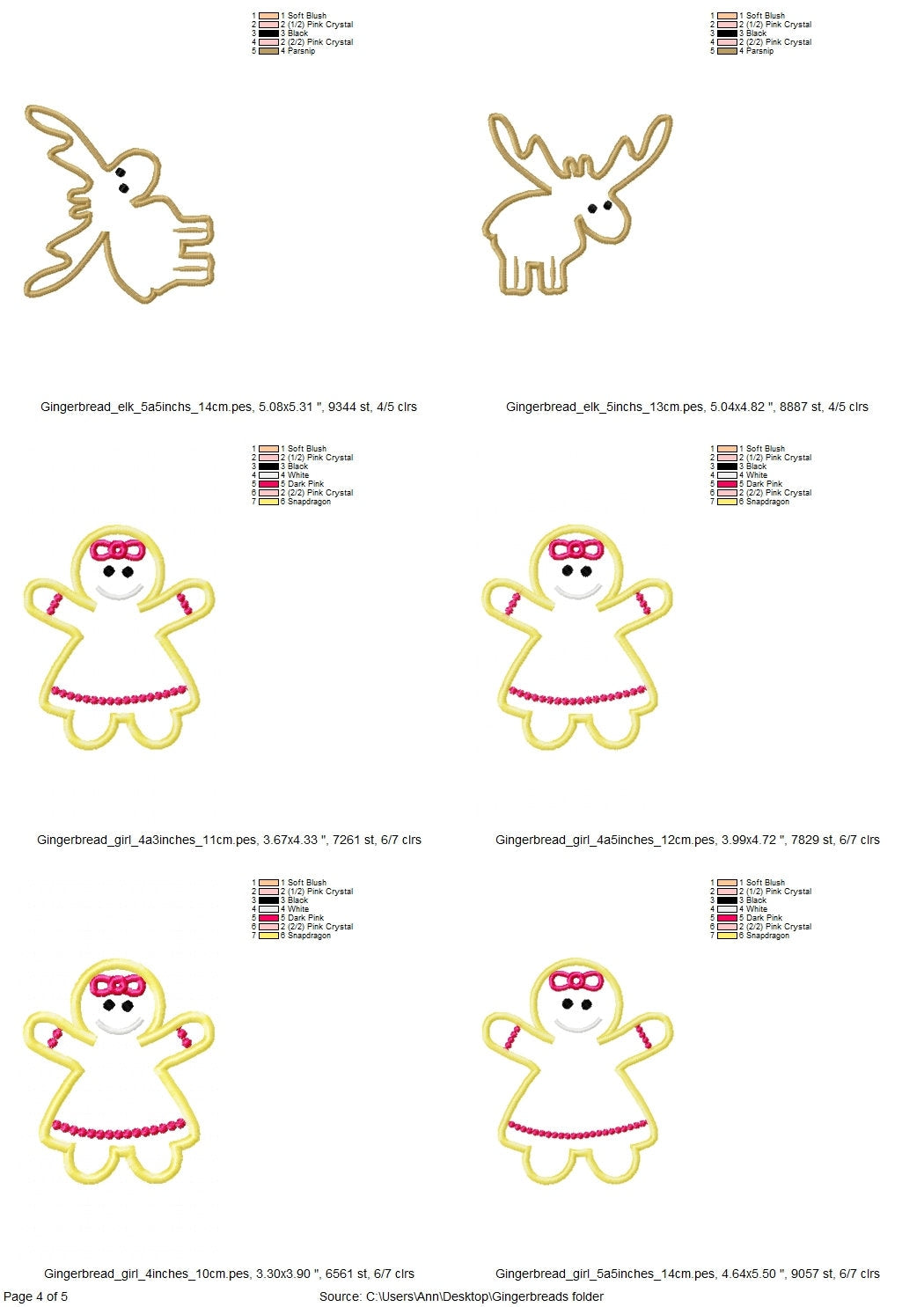 Christmas Gingerbread Man Cookie Set ITH