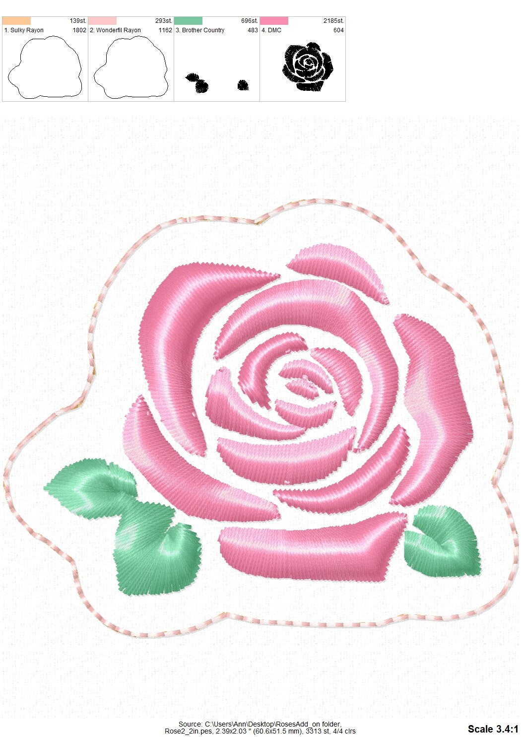 Glitter vinyl HTV applique mini handwritten satin stitch Rose FONT