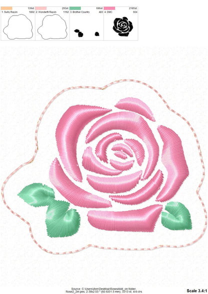 Glitter vinyl HTV applique mini handwritten satin stitch Rose FONT