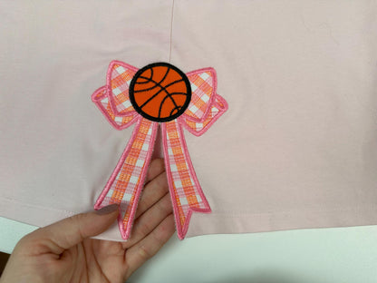 Basketball Sports Gingham Plaid Patterned Bow