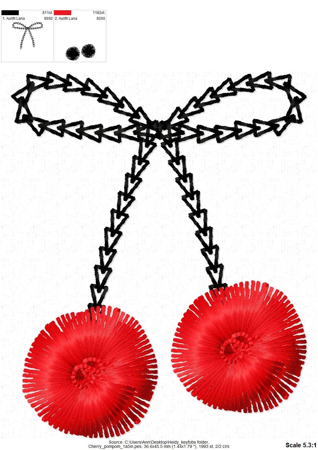 Fringed Cherry Pom Poms