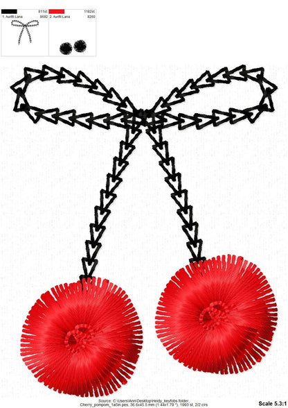 Fringed Cherry Pom Poms