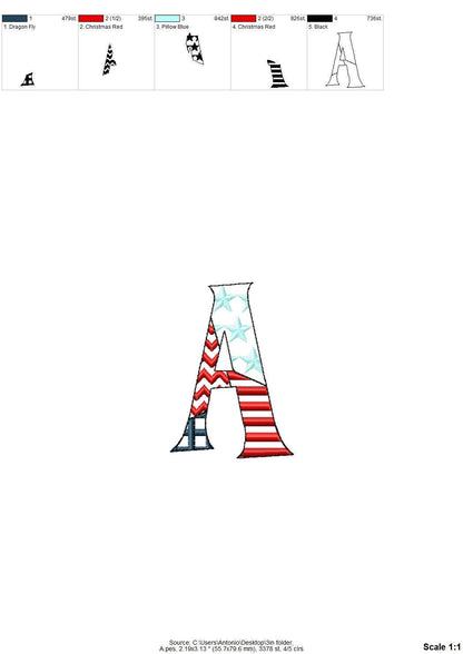 Patchwork American Flag Patterned Font