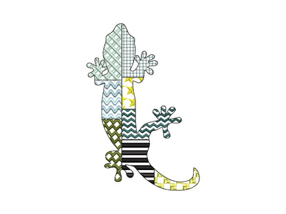 Patchwork Lizard Gecko animal silhouette patterned outline small dragon