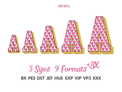 Heart Patterned Shadow Block Font