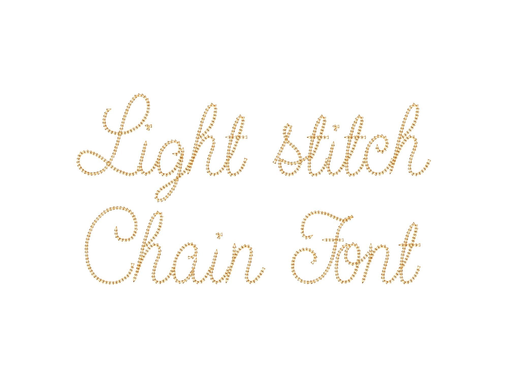 Light stitch Chain FONT cursive script Font alphabet machine embroidery ...