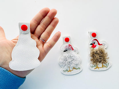 Fringed Christmas Chicken Keychain Set of 3