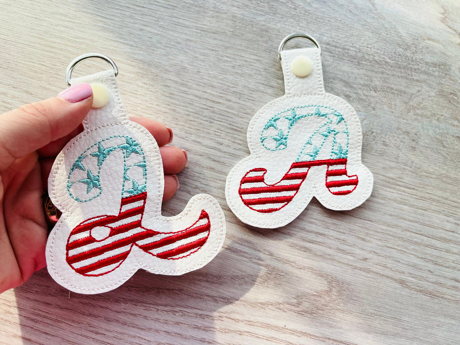Patriotic 4th July American flag alphabet letters Key Fob Snap Tab ITH