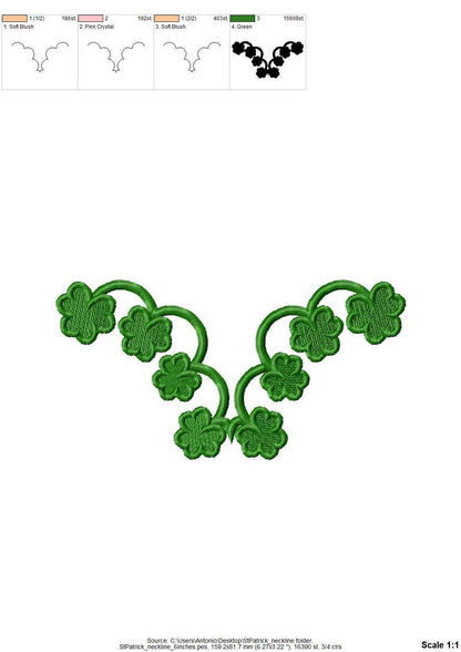 Shamrock Clover Neckline Cutout ITH