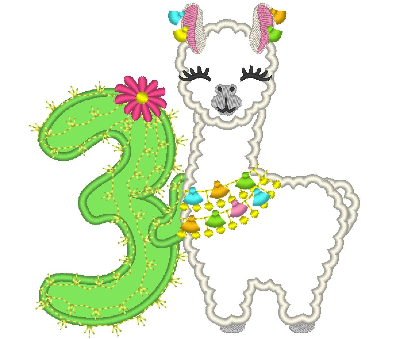 Llama Cactus Birthday Number 3