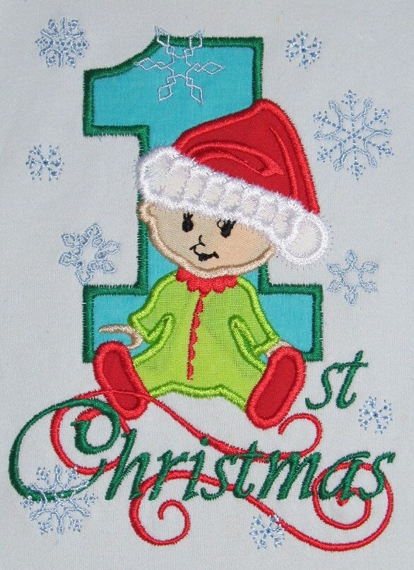 1st Christmas Baby Applique