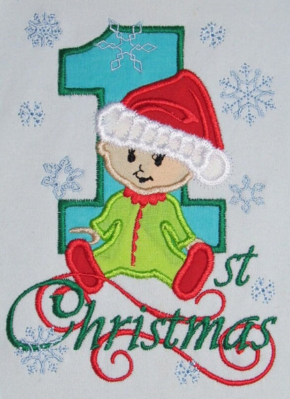 1st Christmas Baby Applique