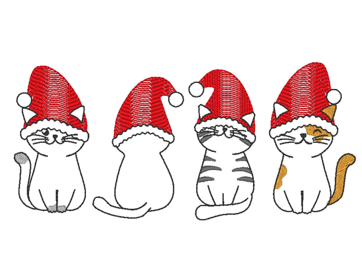 Christmas Cat Santa Hat 4 in a row