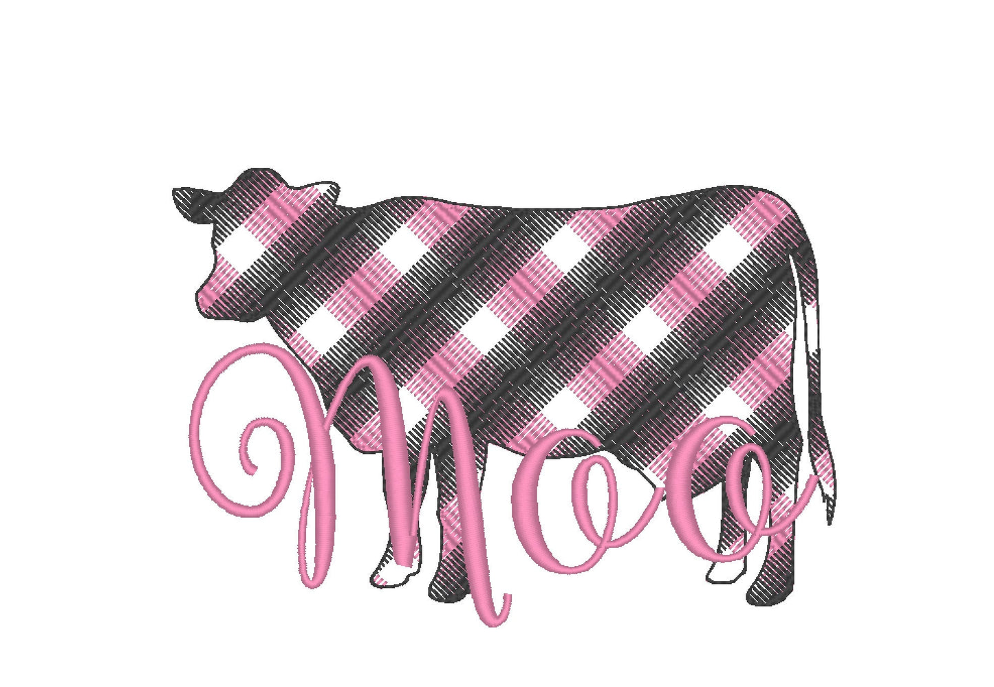 Gingham Plaid Patterned Cow Outline