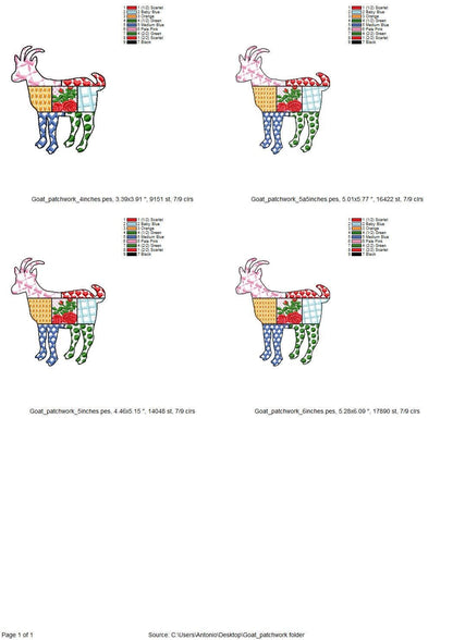 Patchwork Goat Farm animal patterned Goat silhouette outline machine