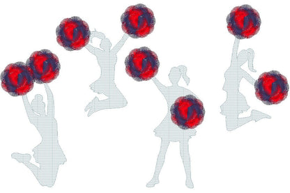 Glitter Cheerleader with Fringed Pom Poms Set