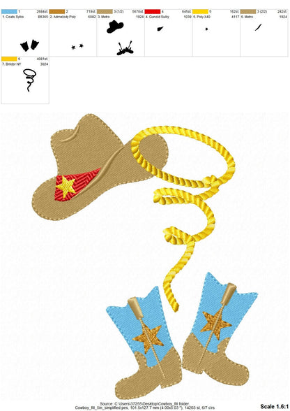 Fill Stitch Cowboy Hat and Boots